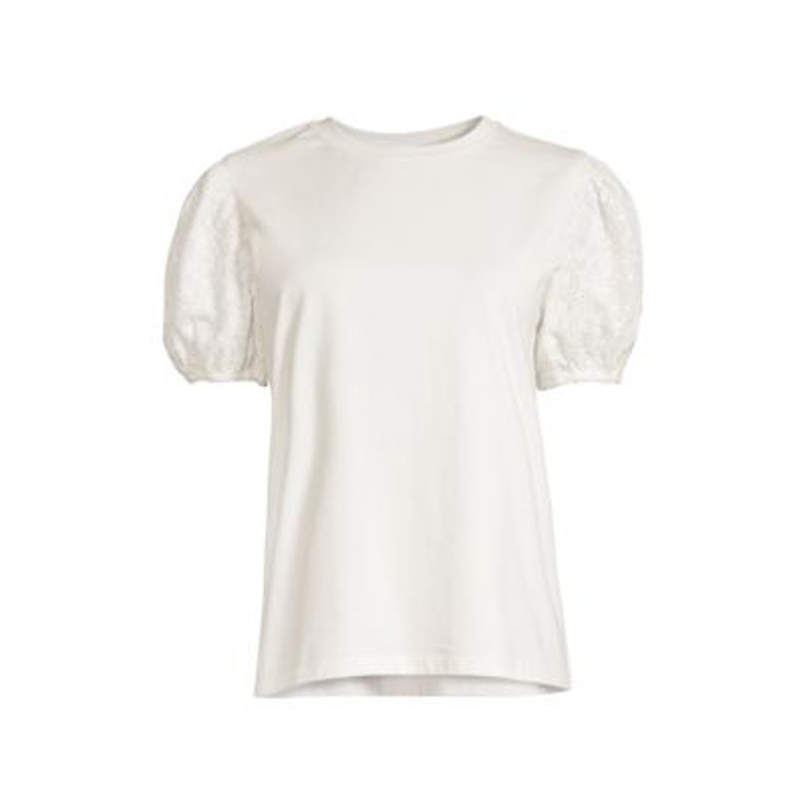 Jason Wu 'Eyelet' White Cotton Crew Neck Lace Puff Sleeve T-Shirt Size S - NWT