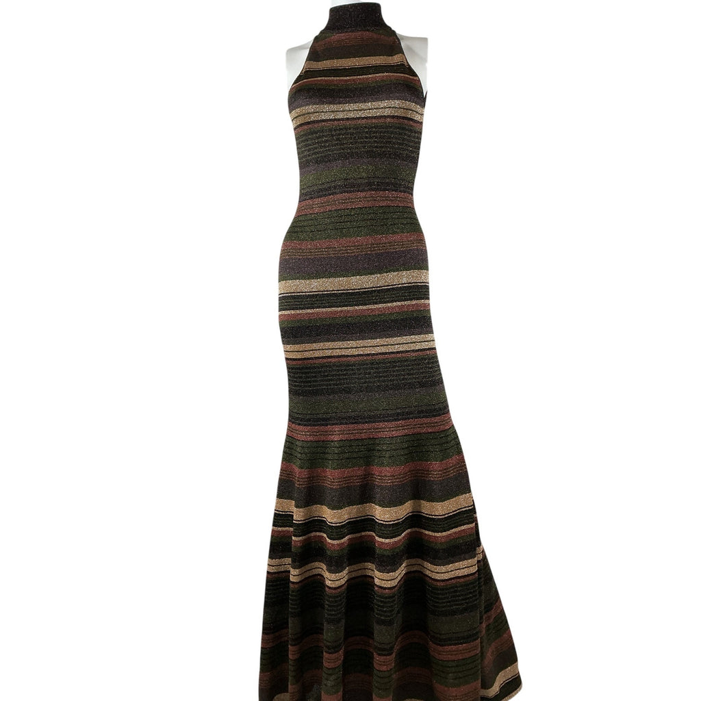 Ronny Kobo 'Arlo' Brown Polyester Shimmer Knit Dress Size XS