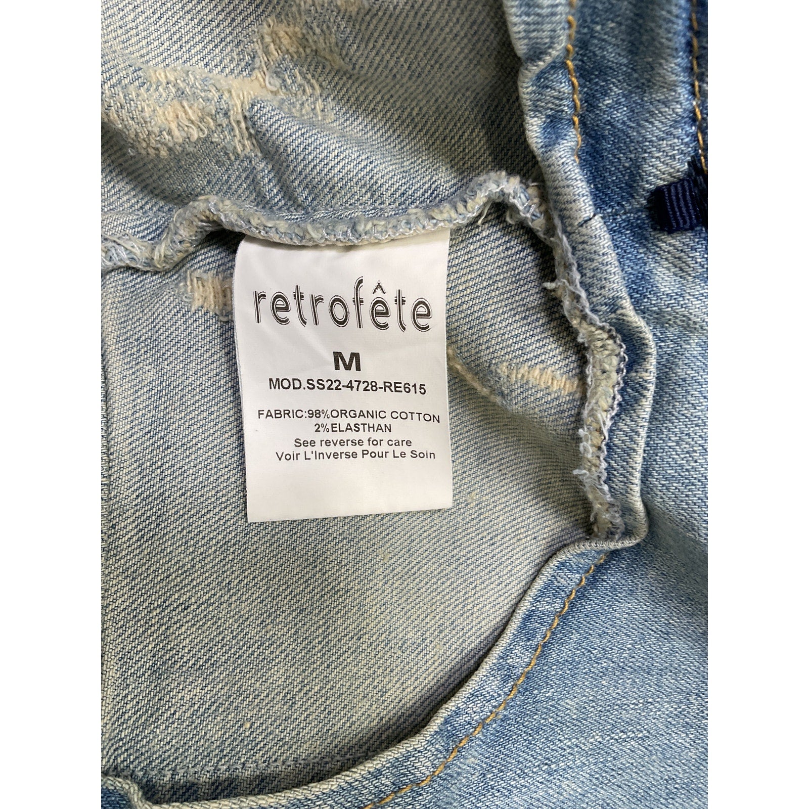 Retrofete 'Willis' Blue Distressed Blouse Top Size M - NWT