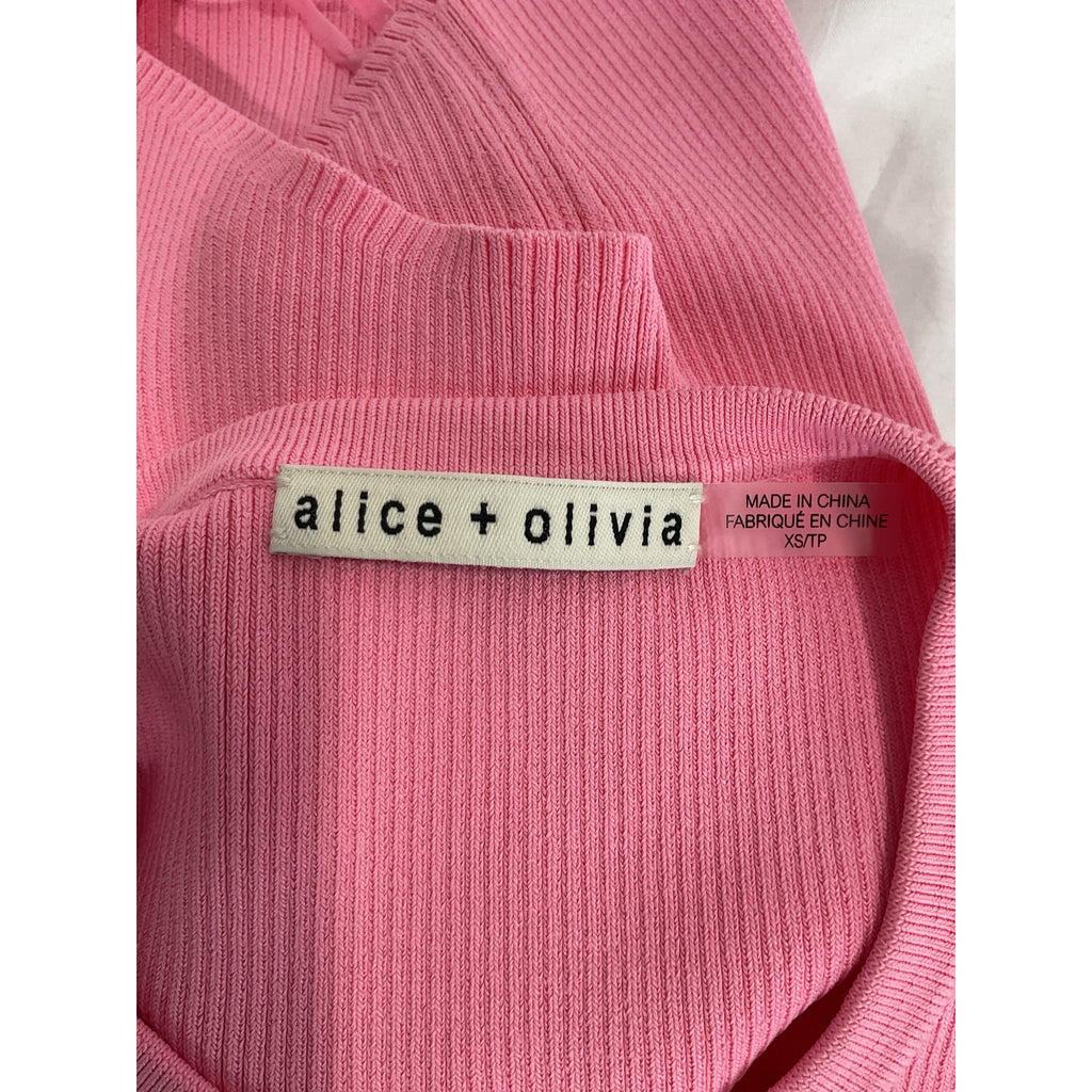 Alice + Olivia 'Marin' Pink Curved Hem Round Neck Tank Size XS