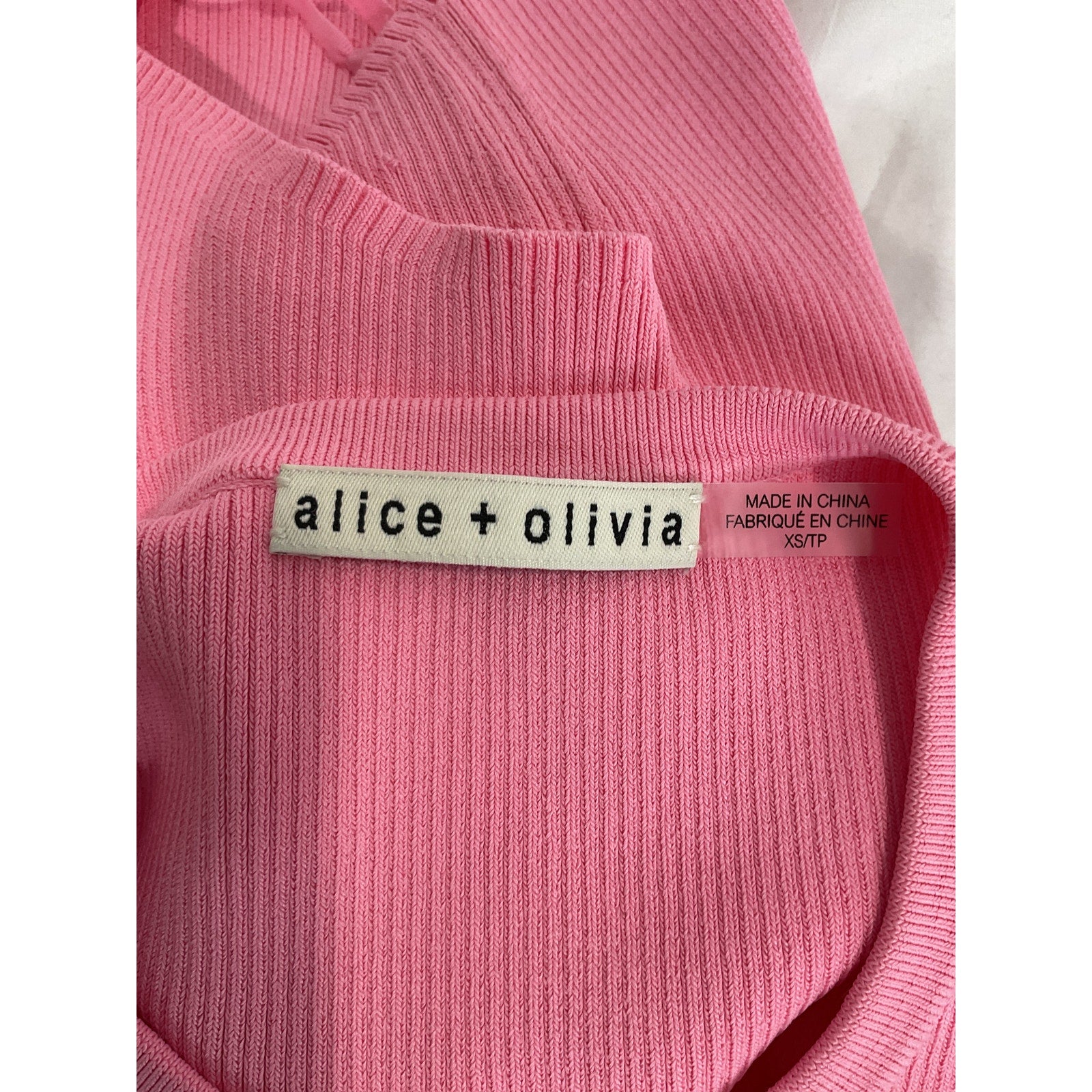 Alice + Olivia 'Marin' Pink Curved Hem Round Neck Tank Size XS