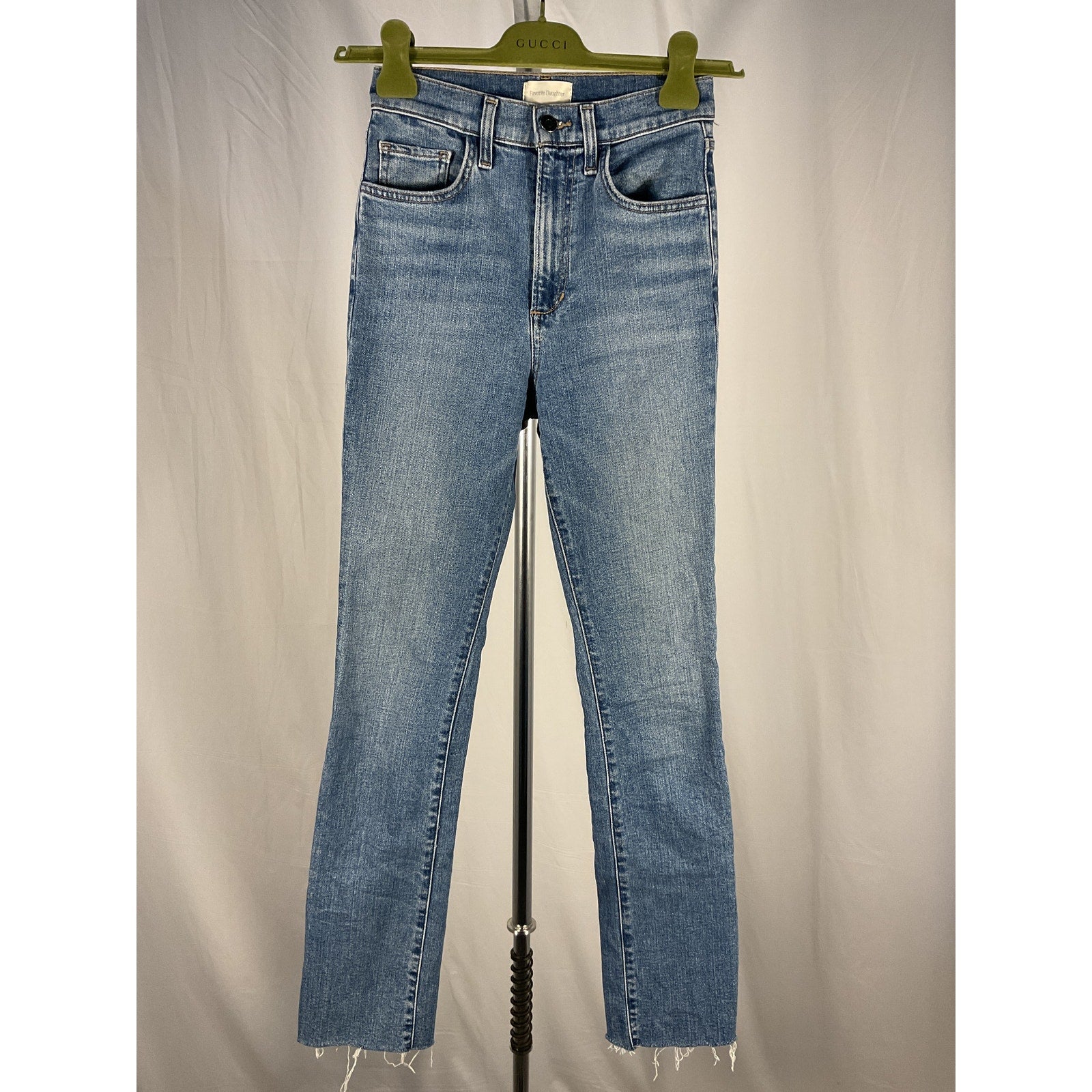 Favorite Daughter 'The Valentina' Blue Cotton Tower Super High Rise Cigarette Denim Jean Size 24
