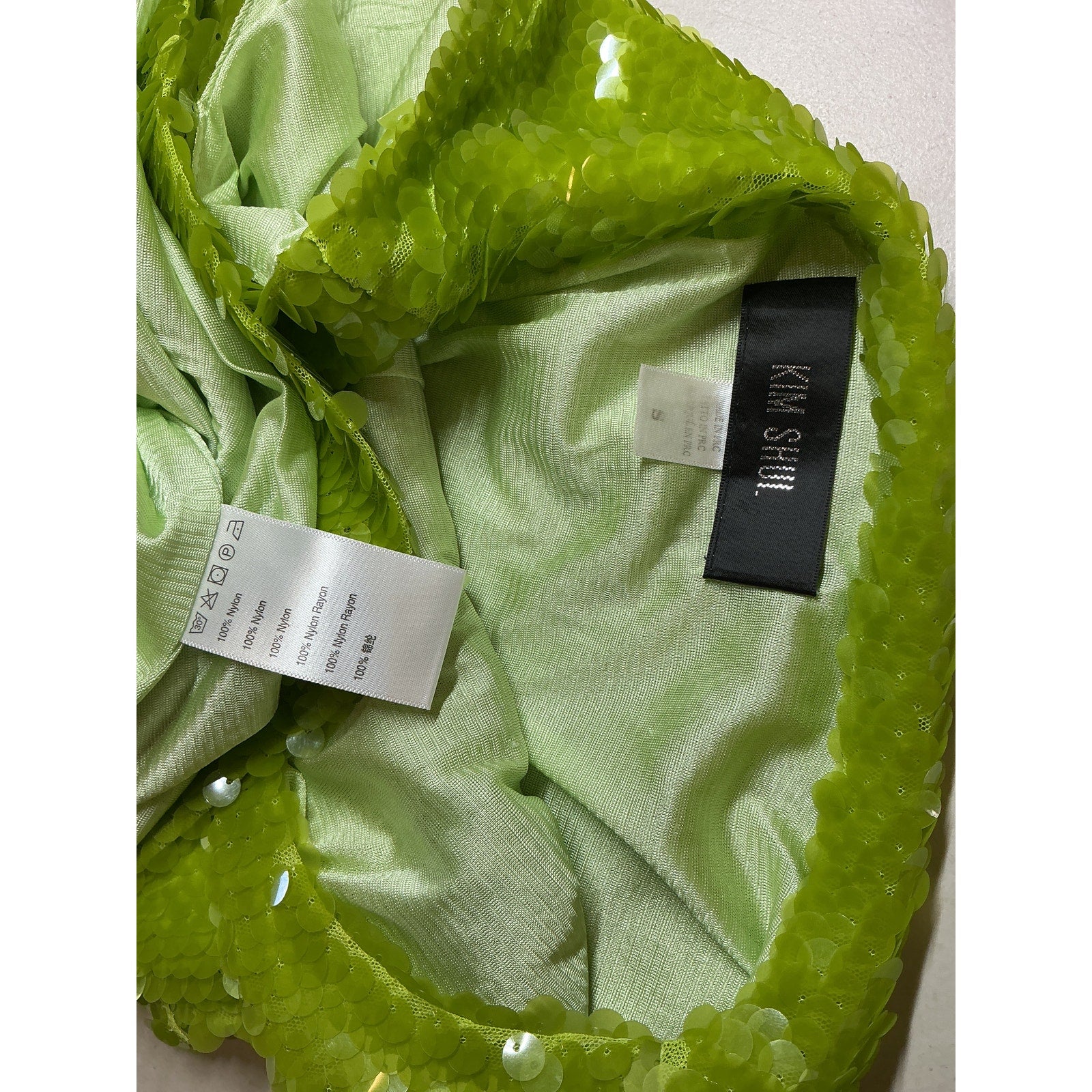 Kim Shui Mini Green Nylon Dress Size S