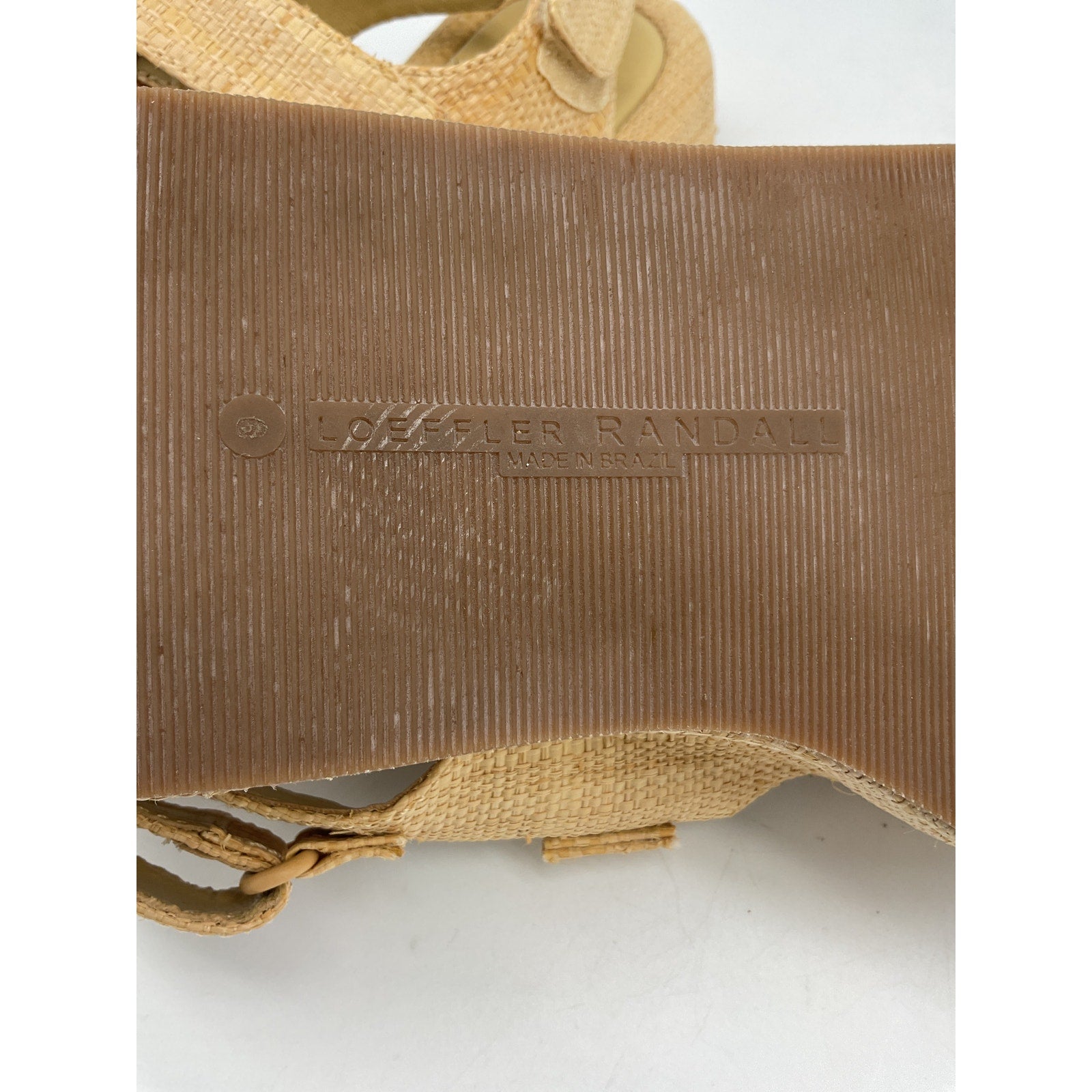 Loeffler Randall Beige Raffia Two Band Platform Sandals Size 6