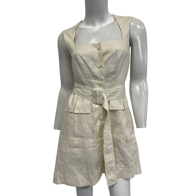 Saks Fifth Avenue Belted Cream Apron Cargo Minidress Size XS