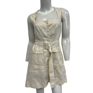 Saks Fifth Avenue Belted Cream Apron Cargo Minidress Size XS