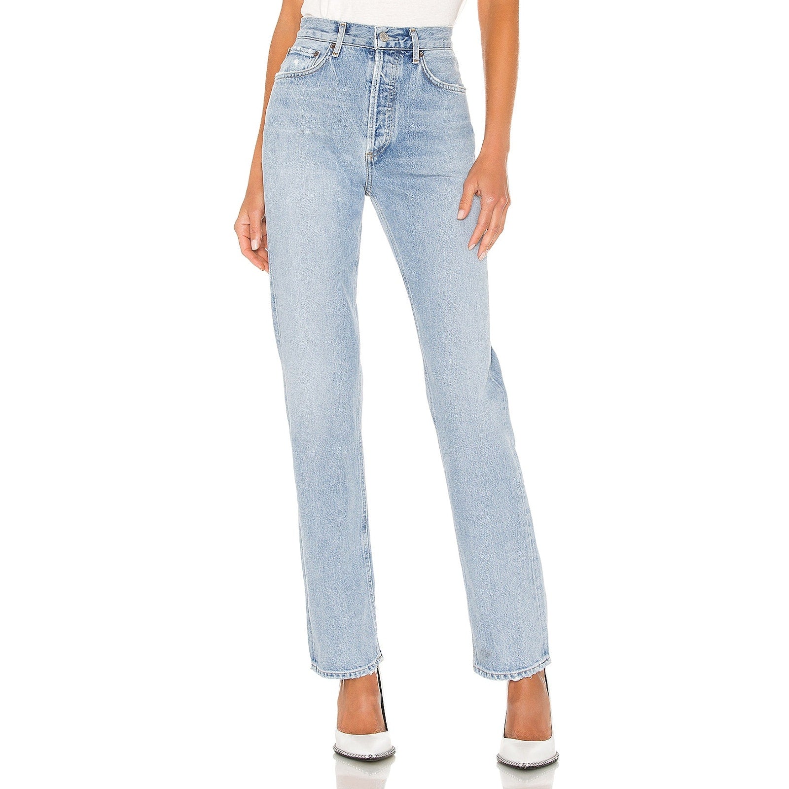 Agolde 'Lana' Blue Cotton Straight Jeans Size 27