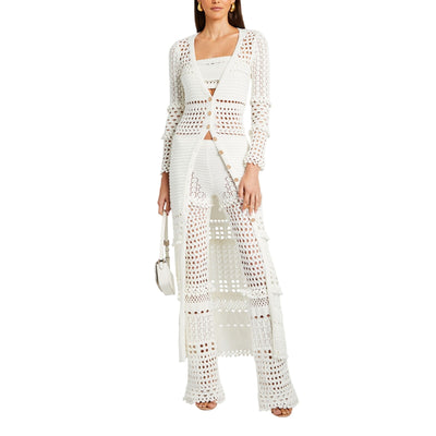 Retrofête Knit Crochet Iridescent White Alaia Cardigan Size S