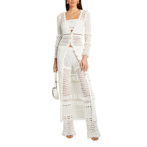 Retrofête Knit Crochet Iridescent White Alaia Cardigan Size S