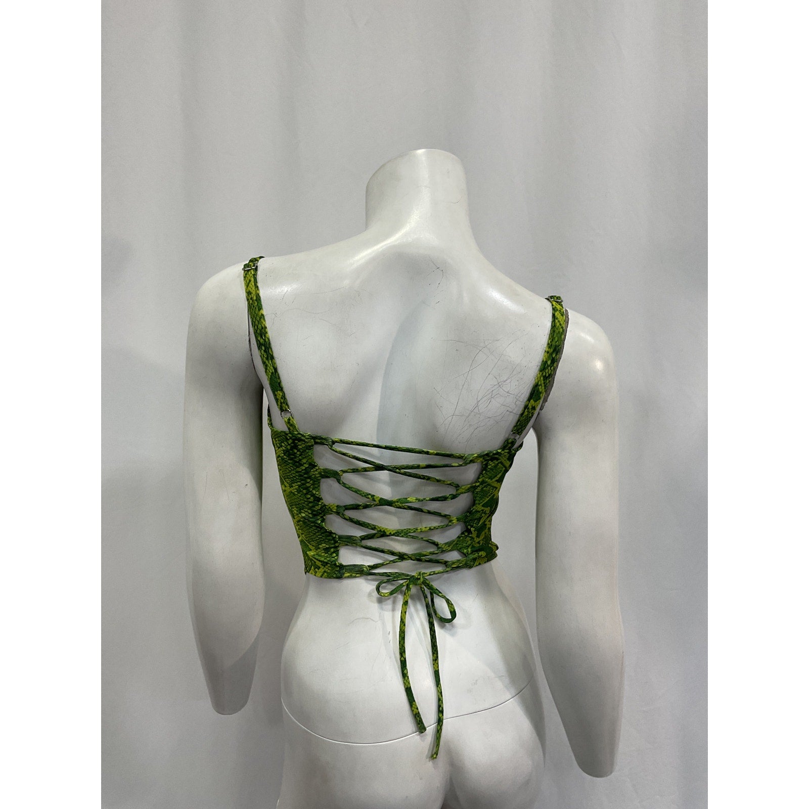 Miaou 'Love' Green Polyester Corset Top Size S