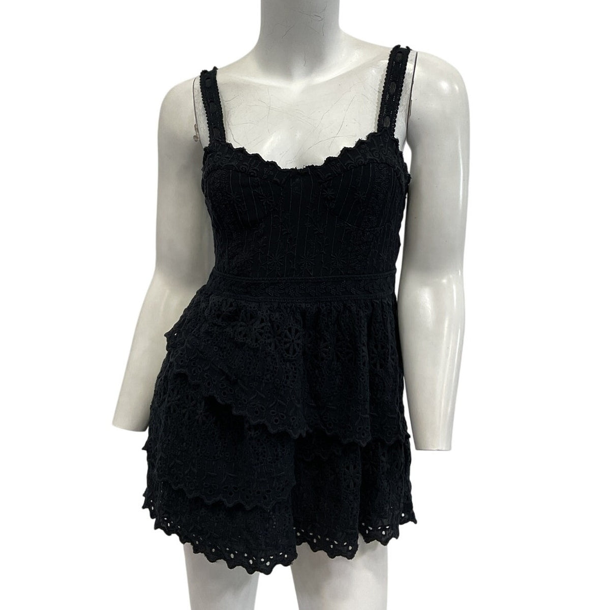 LoveShackFancy Eyelet Black Caro Mini Dress Size 00