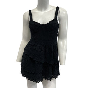 LoveShackFancy Eyelet Black Caro Mini Dress Size 00
