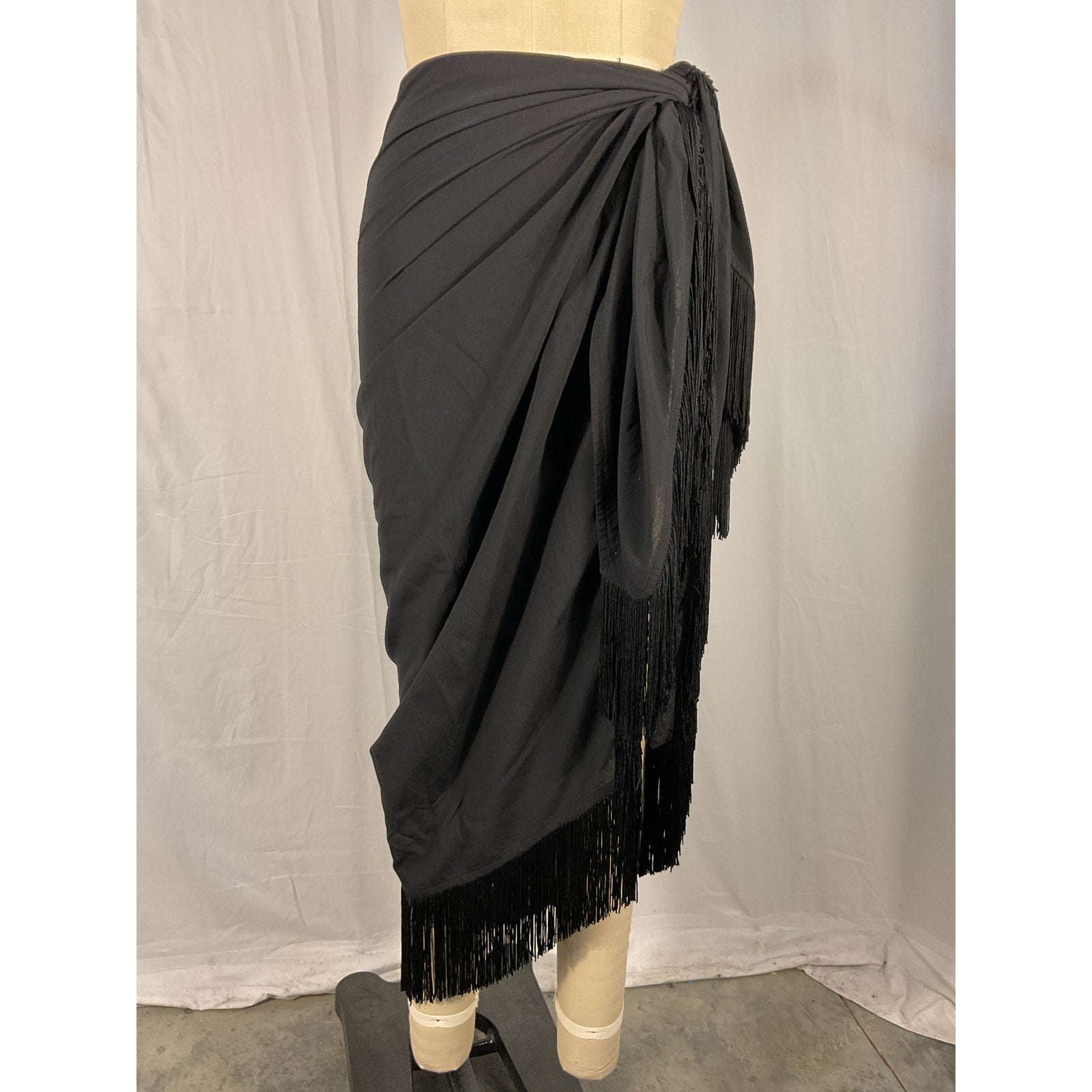 Simkhai 'Clemmy' Black Linen Solid Cover Ups Sarong Skirt Size XS