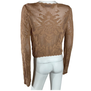 House Of Harlow 1960 Pointelle Tan Kameli Sweater Size XS