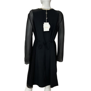 Chloé Elegant Black V Neck Midi Dress Size 36 EU / US 4 NWT