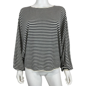 Frame Relaxed Cream Black Striped Slouchy Sweater Size S