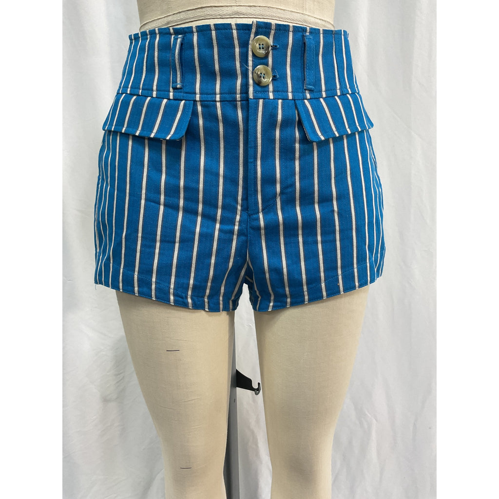 Ciao Lucia 'Paolo' Blue Striped Cotton-Linen Shorts Size 6