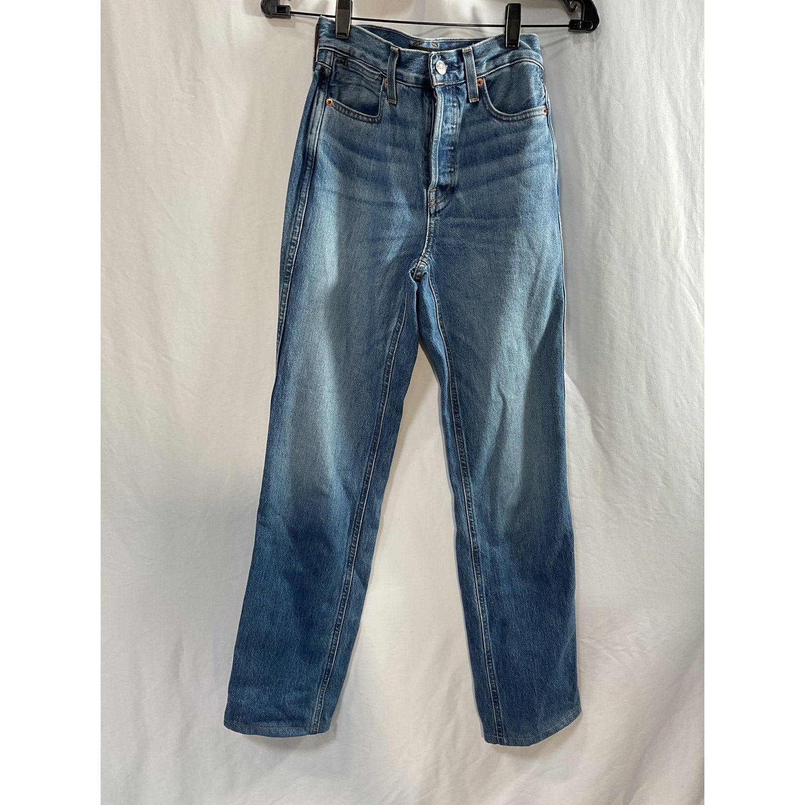 Alex Mill 'The Carla' Blue Cotton High-Rise Straight Denim Jean Size 24