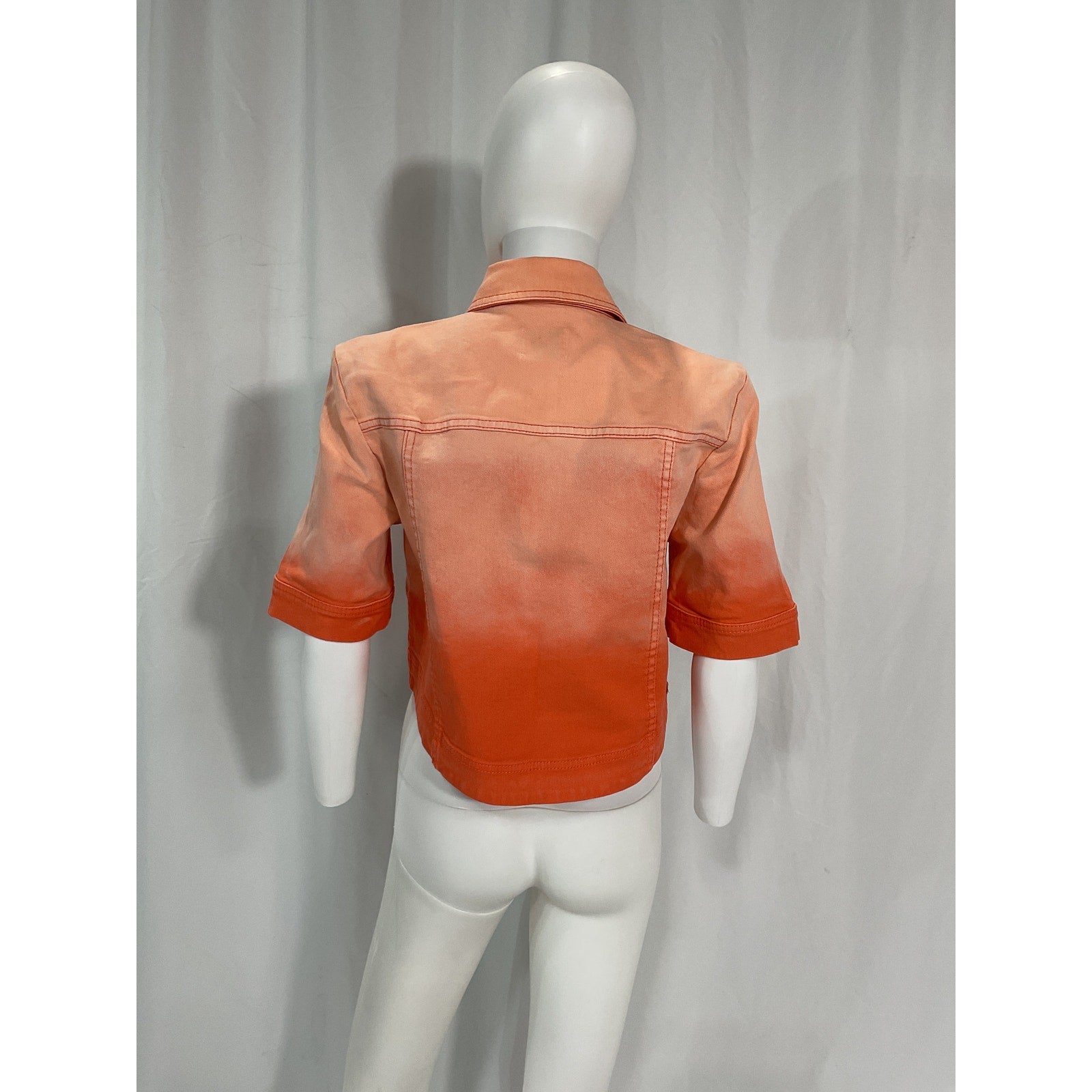 Aje 'Ember' Orange Denim Crop Short Sleeev Shirt Size 8