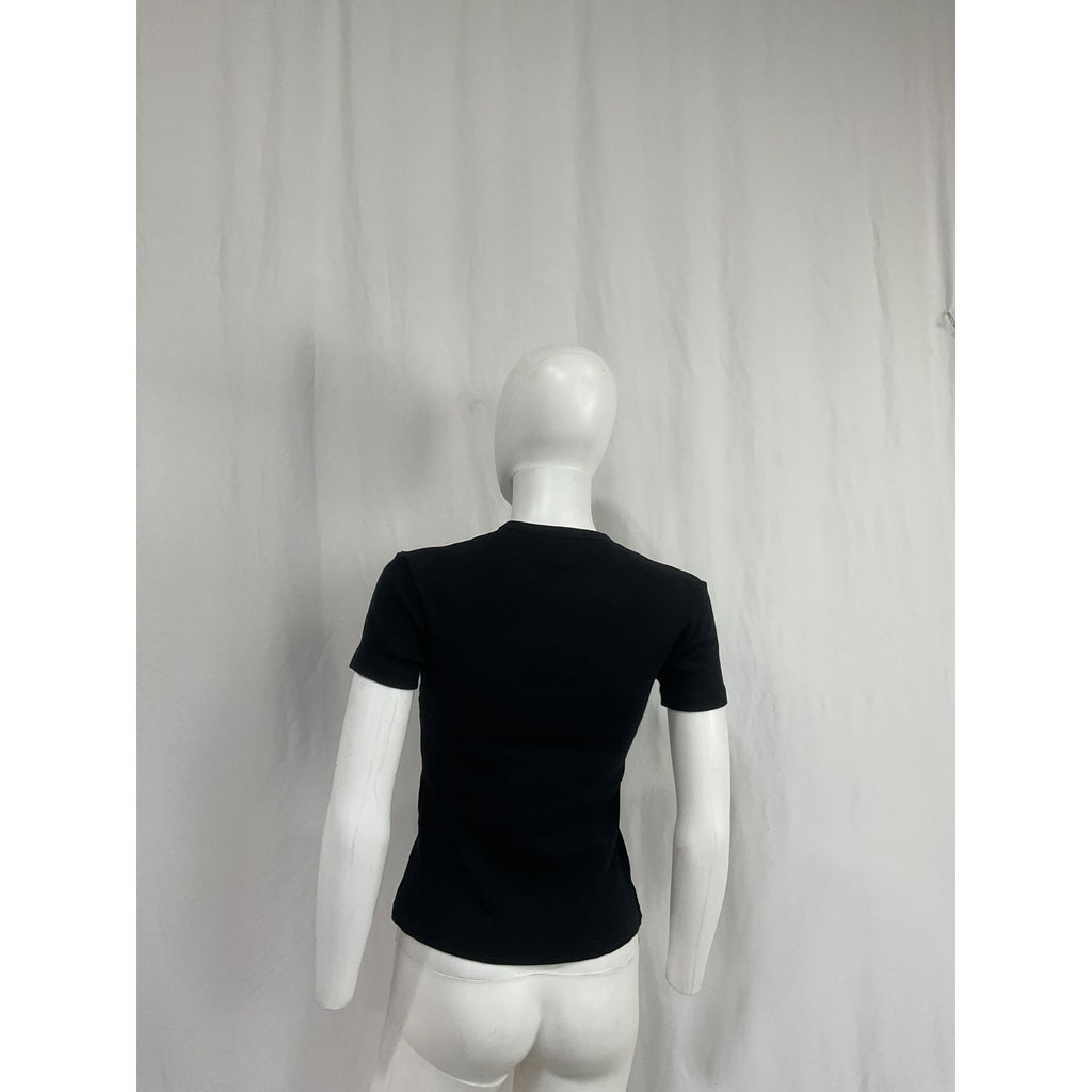 Off-White 'Basic' Black Cotton Ribbed Tee Size 42