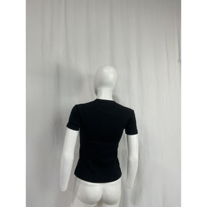 Off-White 'Basic' Black Cotton Ribbed Tee Size 42