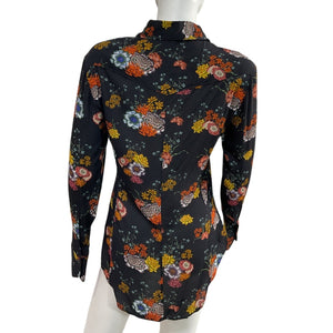 Rag & Bone Classic Black Floral Farren Shirt Size XS