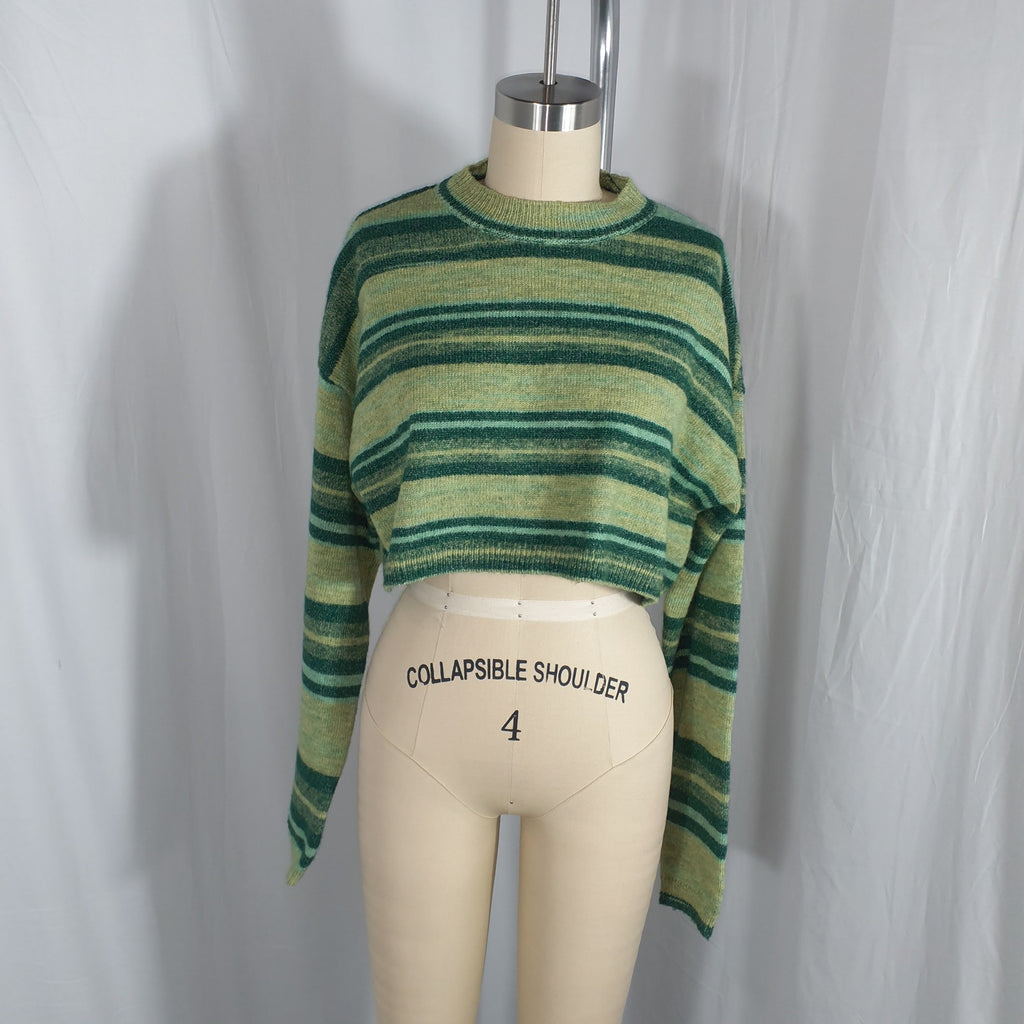 House Of Harlow 1960 'Kinley' Green Stripe Cropped Pullover Size M