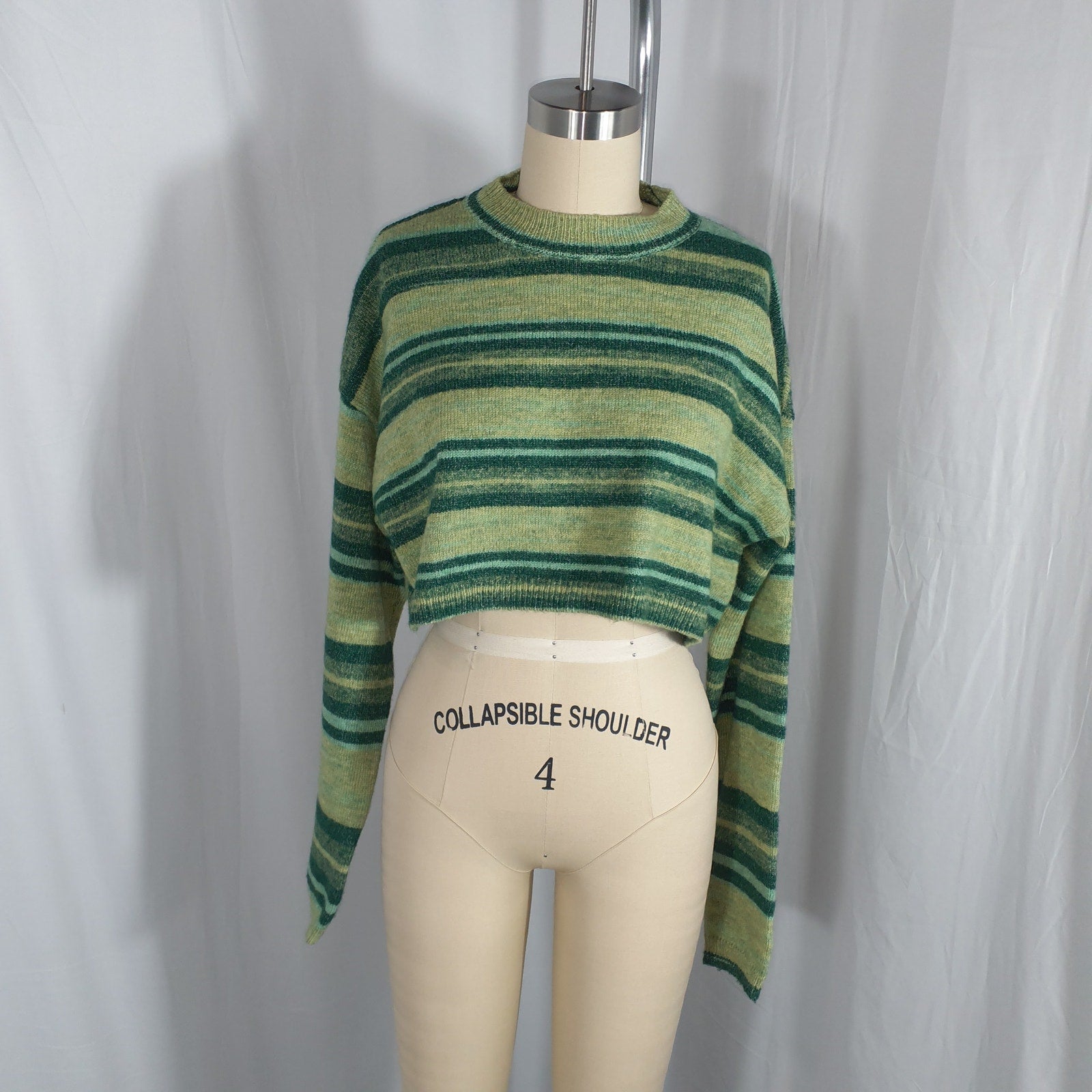 House Of Harlow 1960 'Kinley' Green Stripe Cropped Pullover Size M