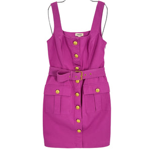 L'Agence Belted Magenta Button-Front Dress Size 2