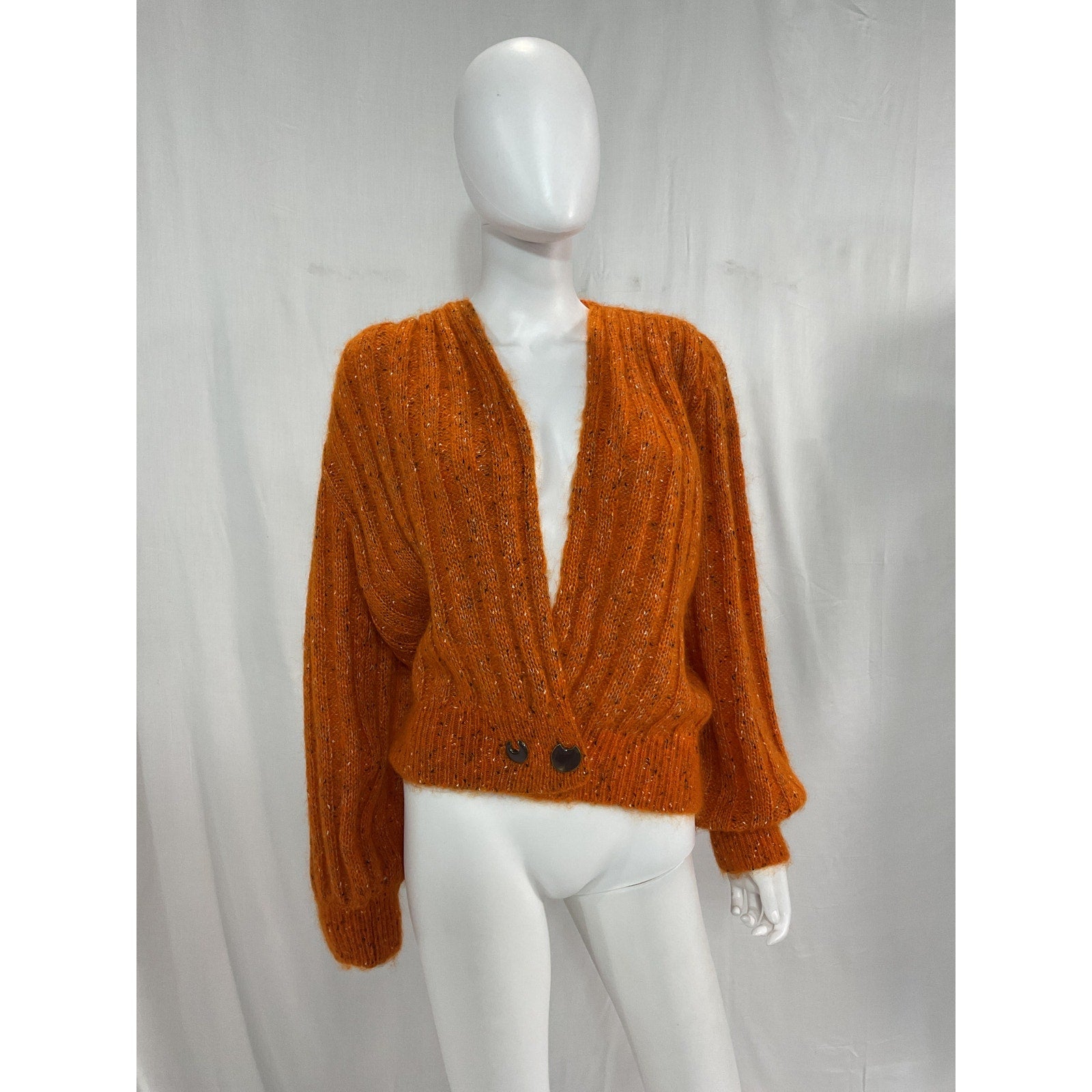 Andersson Bell 'Connelly' Orange Ribbed Mohair Lurex Blend Cardigan Size S