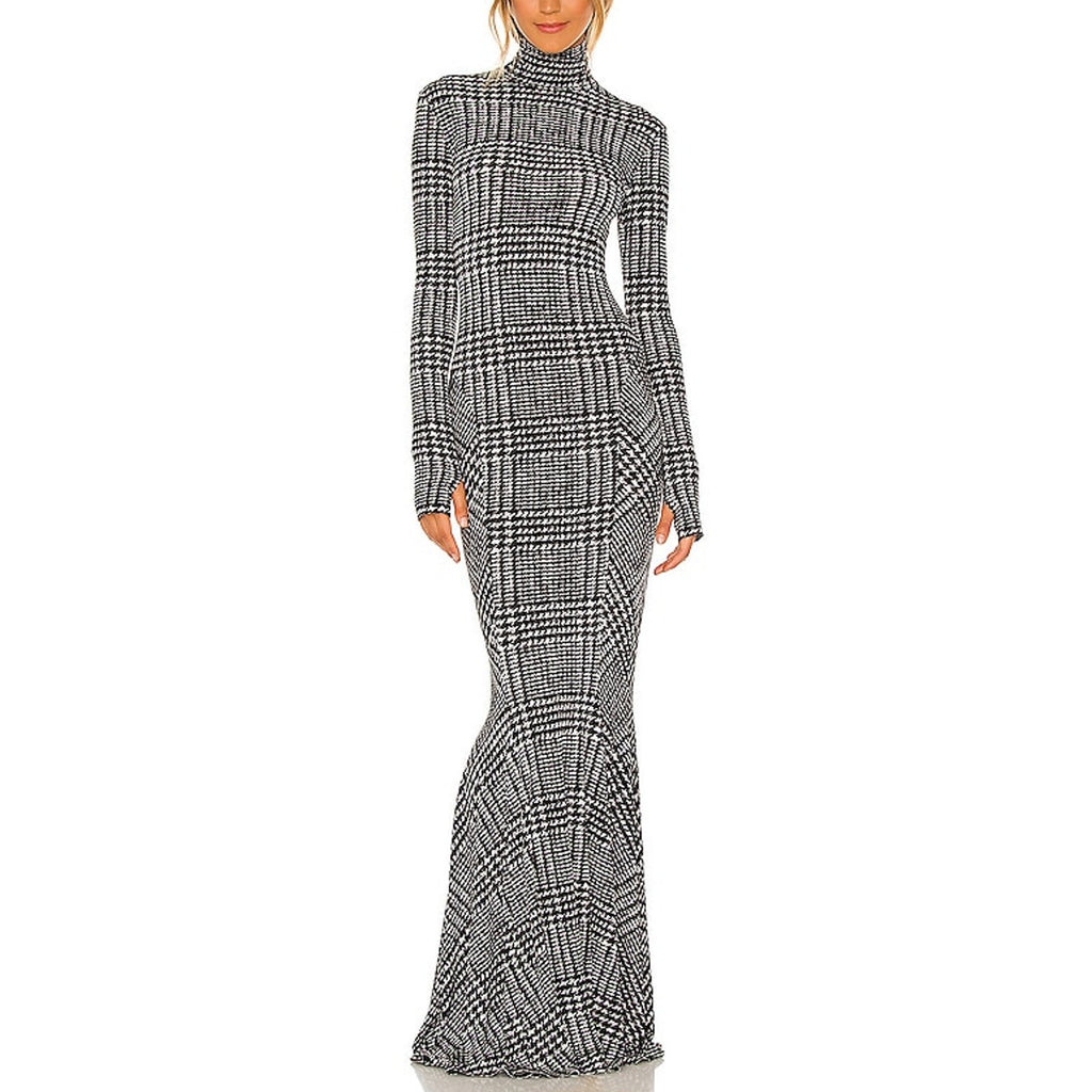 Norma Kamali Long Sleeve Black Polyester Turtle Fishtail Gown Size XS