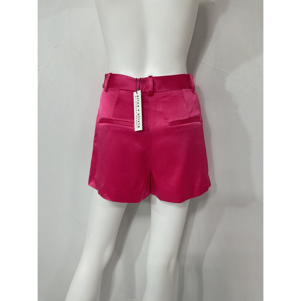 Alice + Olivia 'Conry' Pink Satin Pleated Short Size 2 - NWT