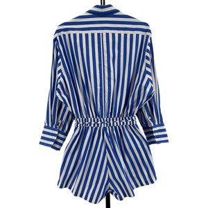 Faithfull The Brand Drawstring Bayou Stripe Isole Romper Size M