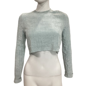 Joostricot Cozy Light Blue Long Sleeve Crop Sweater Size M