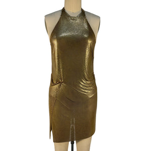 Fannie Schiavoni Shimmering Gold Alicia Dress Size S