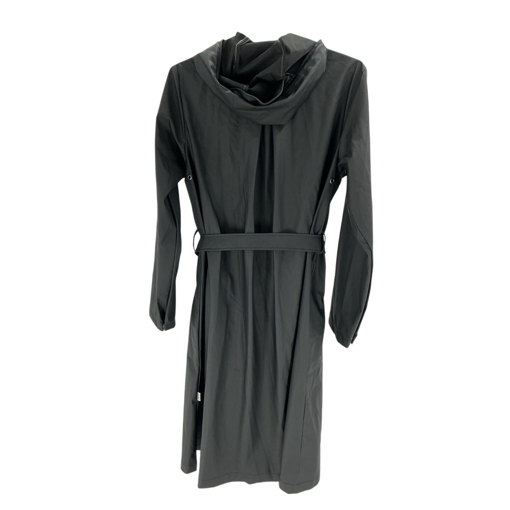 Rains Waterproof A-Line Black Polyester Long Raincoat Size S