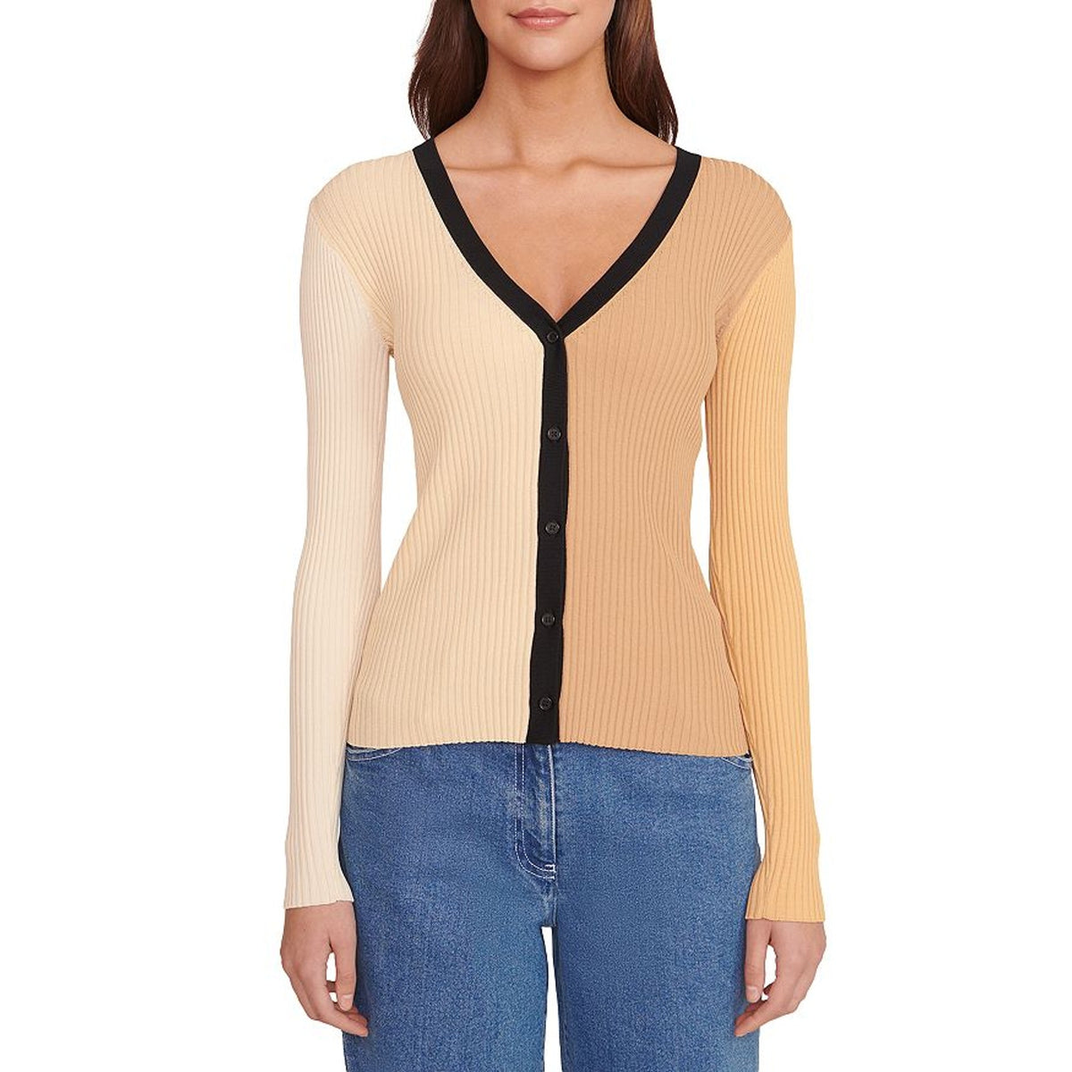 Staud Ribbed Multicolor Cargo Cardigan Size XS