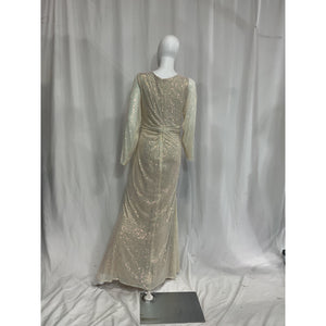 Mac Duggal 'Sequin' White Long Sleeve Sequin Gown Size 12