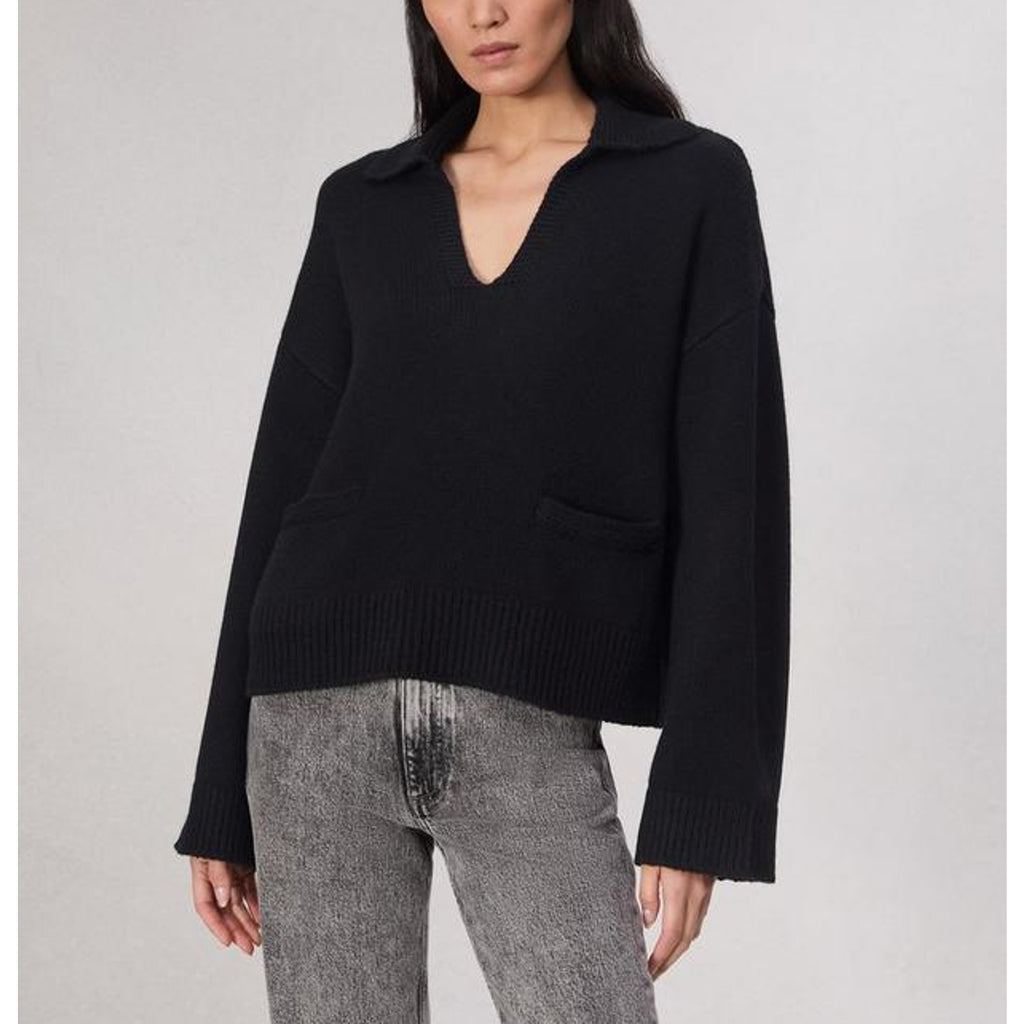 Rag & Bone 'Danica' Black Wool Wool-Cashmere Polo Sweater Size XS