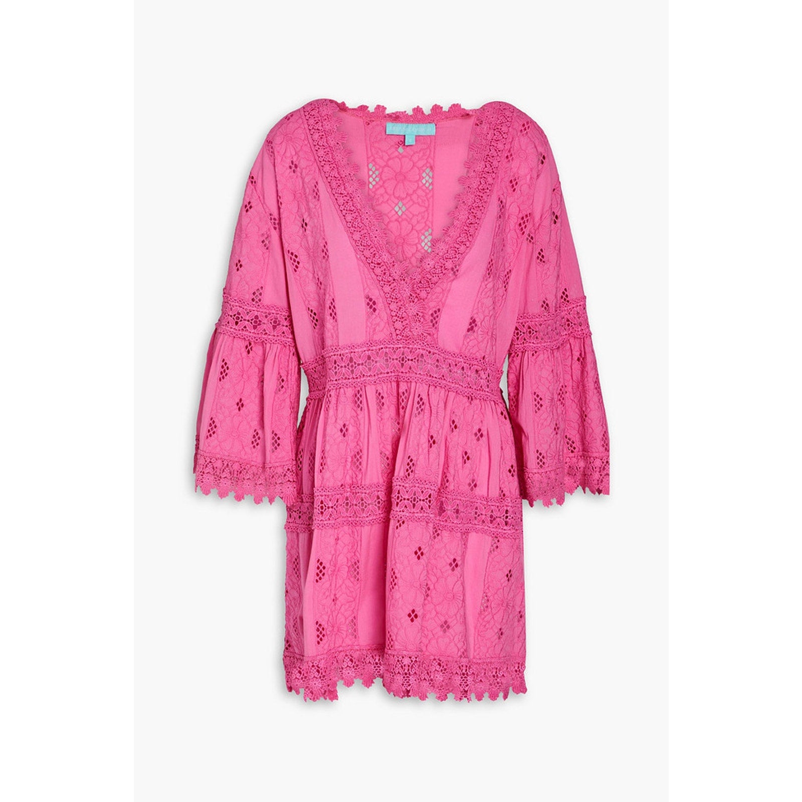 Melissa Odabash 'Victoria' Pink Broderie Anglaise Cotton Mini Dress Size S