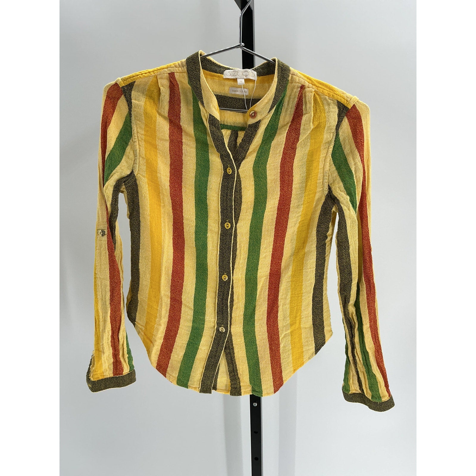 Suzie Kondi 'The Koubi' Gold Cotton Button Blouse Size S