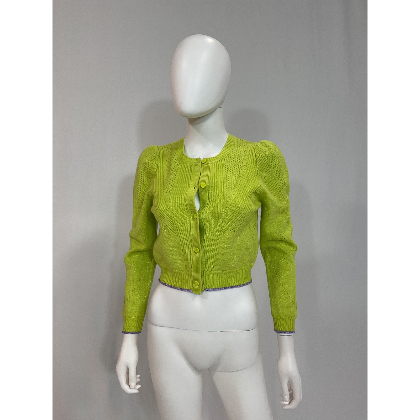 Diane Von Furstenberg 'Timmy' Puff Sleeve Green Cardigan Size XS - NWT