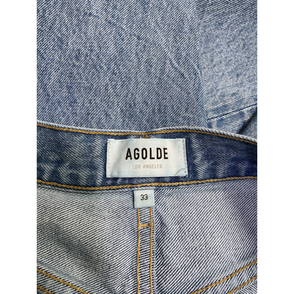 Agolde 90'S Blue Cotton Mid Rise Loose Fit Denim Jean Size 33