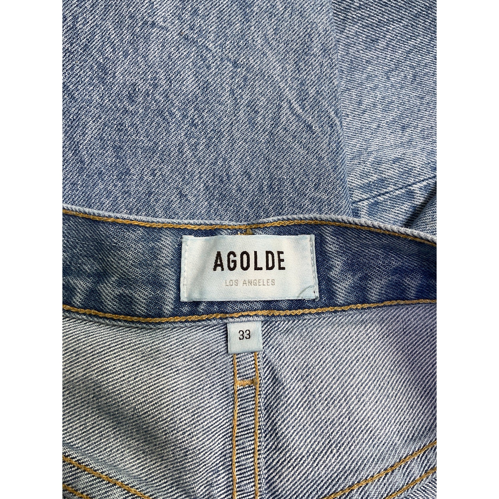 Agolde 90'S Blue Cotton Mid Rise Loose Fit Denim Jean Size 33