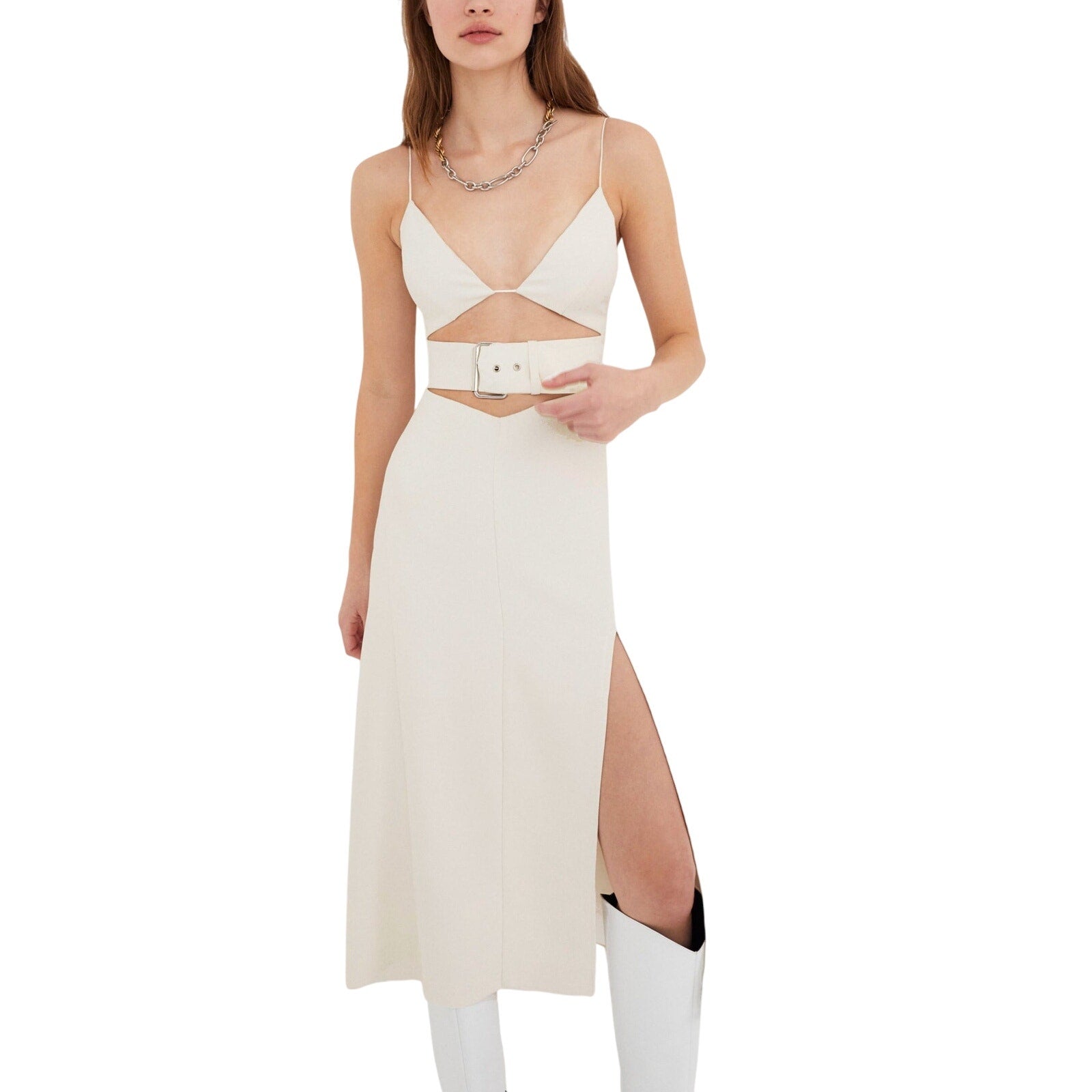 For Love & Lemons 'Natasha' Cream Polyester Midi Dress Size S