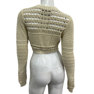 Retrofête Cropped Ivory Gold Nico Cardigan Size XS