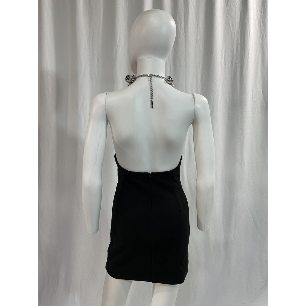 Area 'Grape' Black Cluster Halter Dress Size S