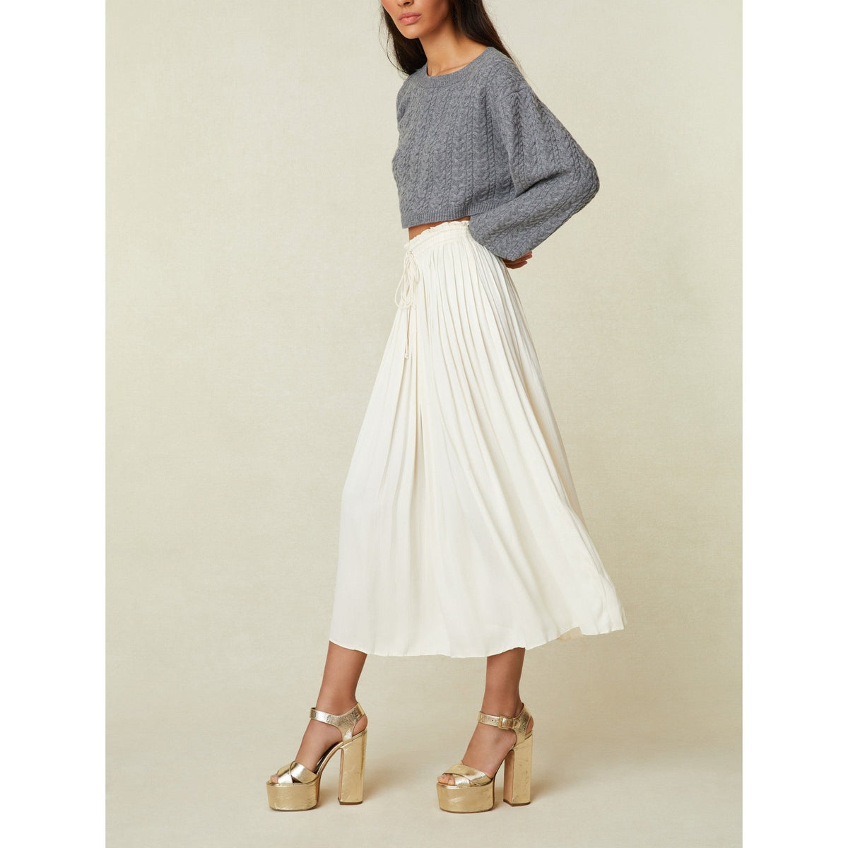 Loveshackfancy 'Chica' White Viscose Midi Skirt Size XL - NWT