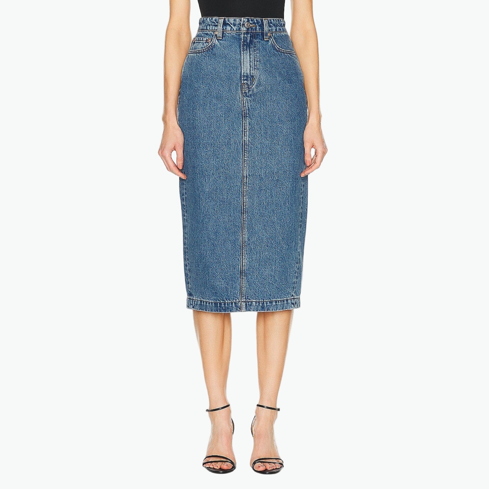 Grlfrnd 'Robin' Blue Cotton Midi Pencil Skirt Size 28