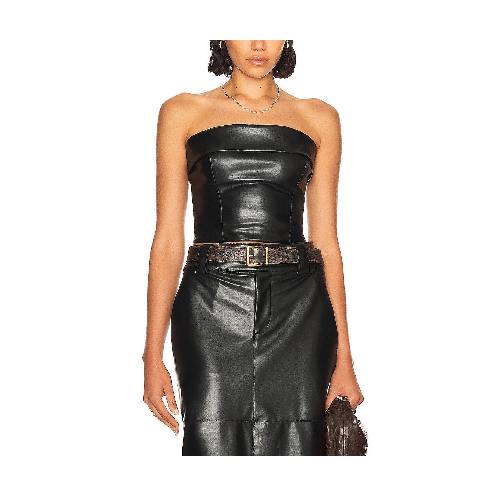 Helsa Waterbased Black Waterborne Polyurethane Bustier Top Size S